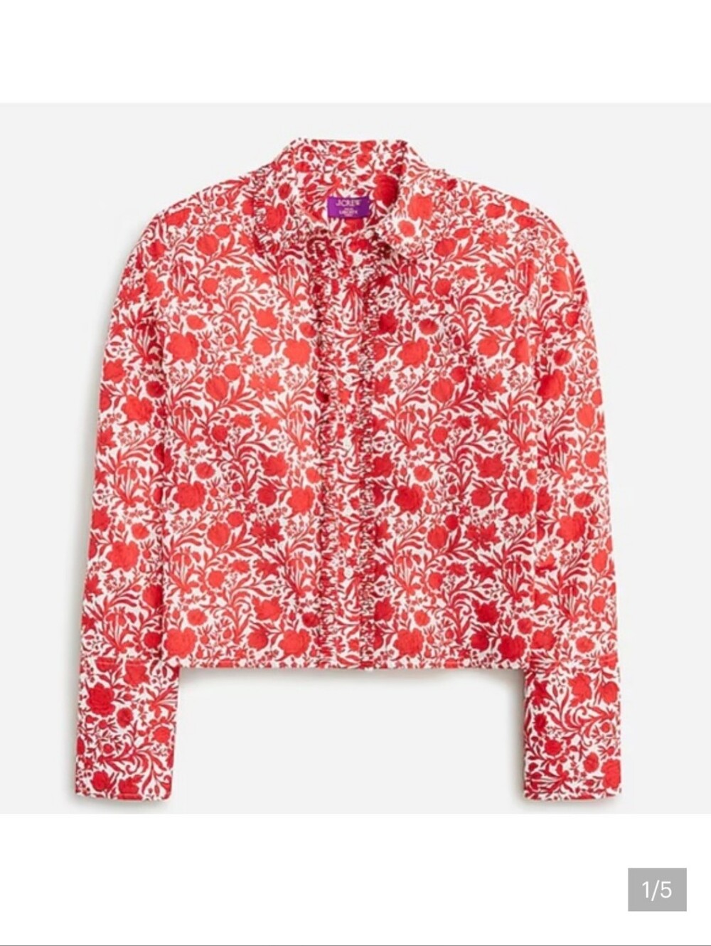 NWOT J. Crew Cropped Garcon Shirt In Liberty Of London Red/White Print Size 8